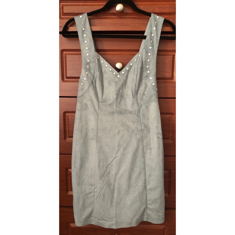 Faux Suede Dusty Blue Dress